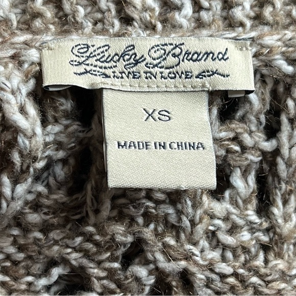 Lucky Brand Women’s Cardigan Sweater Loose Crochet Open Knit Duster XS Tan Brown - Picture 7 of 9